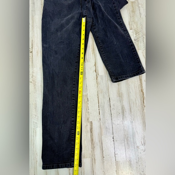 L.L. Bean BeanFlex Jeans Womens 14 M/T Black Denim Stretch Straight Leg - Picture 8 of 11